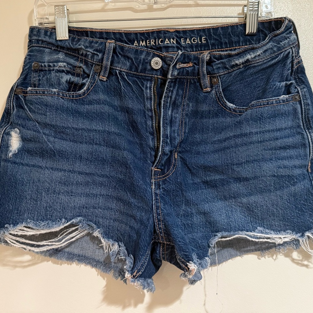 American Eagle Outfitters Blue Distressed Jean Shorts